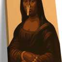 Black Mona Lisa Bathroom Canvas Wall Art Funny Mona Lisa Pinching Nose Wall Decor Painting Pictures Black Woman Poster Print Artwork for Toilet Shower Room Home Decoration Can be hung directly (16"L x 12"W)