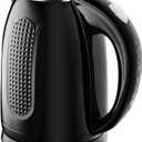 OVENTE 1.7L Double Wall Electric Tea Kettle, 1100W Water Boiler and Heater with Cool-Touch Exterior, Stainless Steel Insulated Interior, Auto Shut-Off, Boil-Dry Protection & Locking Lid, Black KD64B