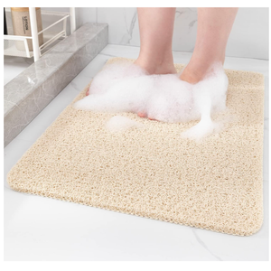 NonSlip Shower Mat Bathtub Mat for Bath Tub,Anti Slip Bath Tub Mat,Floor Mat,Soft PVC Loofah Bathroom Mats,Foot Scrubber Mat,Quick Drying Easy Cleaning Mats for Wet Areas（40 * 16 Beige）