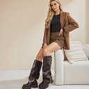 Women's Knee High Fold Over Boots Chunky Platform Lug Sole Comfortable Leather Round Toe Goth Moto Combat Dress Boots for Women, 8, Wine Red