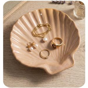 MUMREUES Ceramic Jewelry Tray Small Trinket Dish Shell Ring Holder Dish Decorative Jewelry Plate Bowl Organizing Rings Earrings Necklaces Keys Cute Room Decor Aesthetic Gifts for Mom
