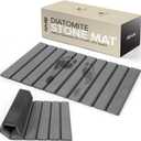 Foldable Stone Bath Mat | 23.6" x 15.4" Diatomaceous Earth Bath Mat with Anti-Slip Rubber Backing | Absorbent Bathroom Mat | Non Slip & Fast Drying Diatomite Stone Mat for Bathroom | Dark Grey