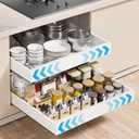 Pull Out Cabinet Organizer, Expandable(16.9"-26.8") Heavy Duty Slide Out Drawer for Kitchen Cabinets Fixed with Adhesive Nano Films, Under Sink Organizer For Bathroom Storage(16.5" Deep,1 Pack White)
