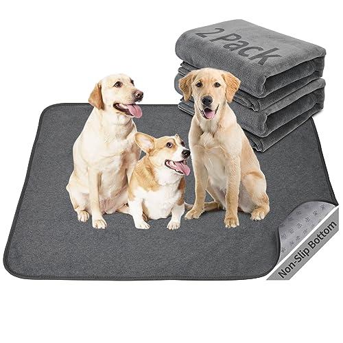 Washable Dog Pee Pads 36x72 2Pack Reusable Whelping Pads, Absorb Dog Mats Non-Slip Puppy Training Pads for Whelping, Potty, Training, Playpen, Crate