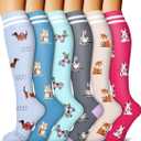 6 Pack Copper Compression Socks for Women and Men Circulation-Best Support for Medical, Running, Nursing, Athletic, Assorted Animal (Small-Medium)