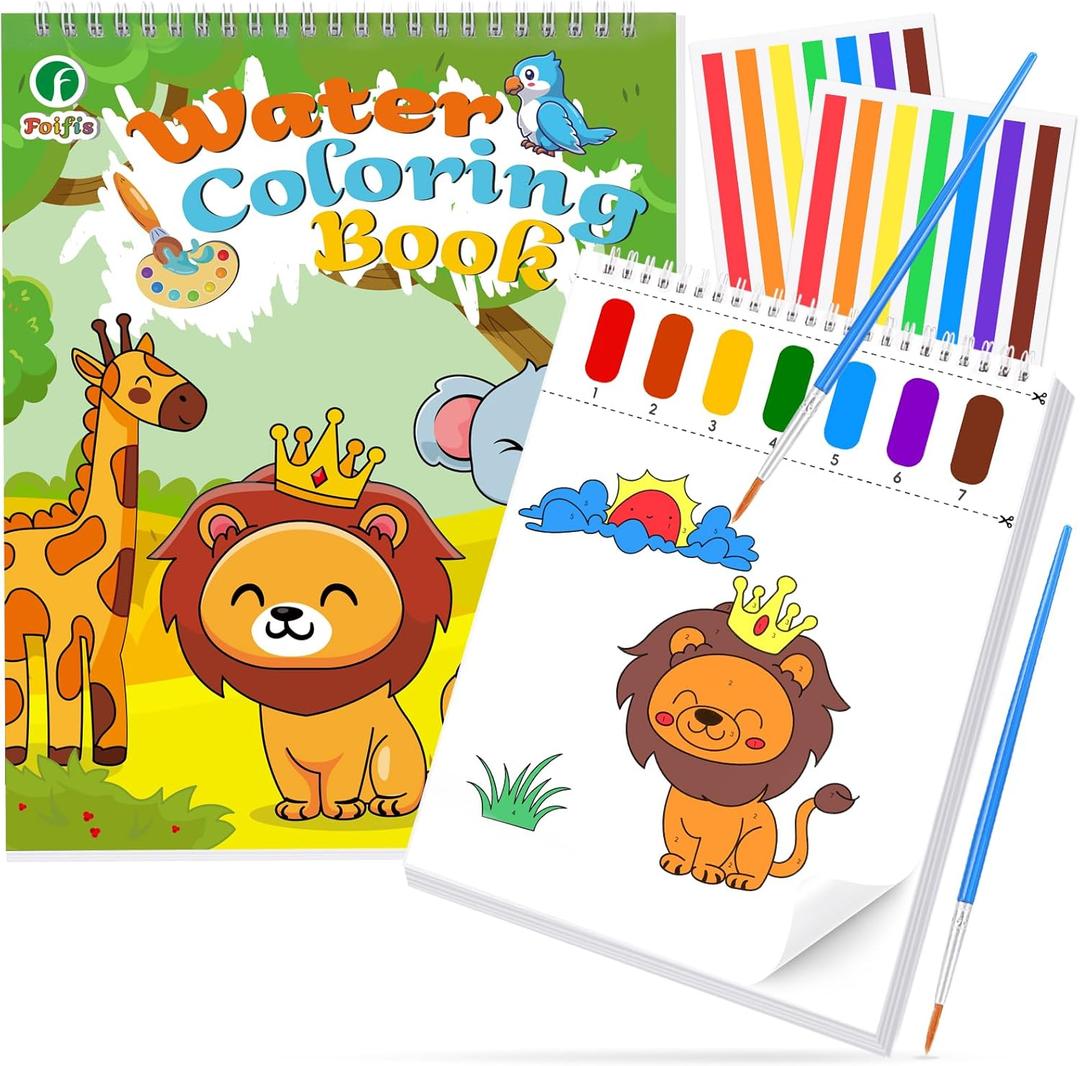 Paint with Water Coloring Books for Toddlers, Watercolor Painting Book and Drawing Art Paper for Kids Ages 3 4 5 6 7 8 Years Old, Animals Art Craft for Drawing with Brush