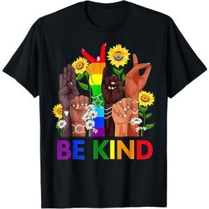 Be Kind LGBTQ Gay Les Pride Month T-Shirt, Large