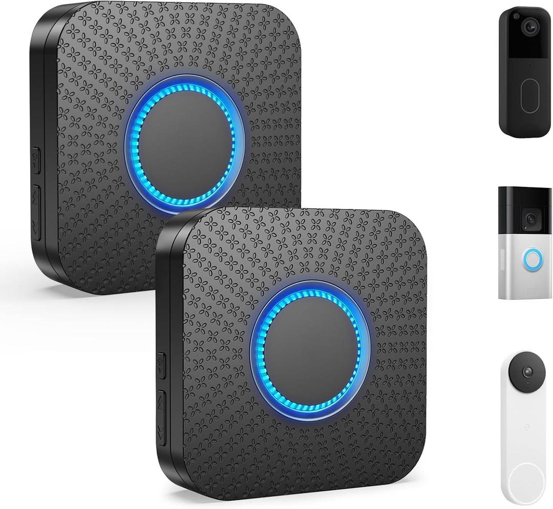 2 Pack Smart Wireless Doorbell Chime, 3 in 1 Doorbell Extender - Compatible with Ring & Blink & Google Nest Video Doorbell, No Wiring for Home, Elderly & Hearing Impaired