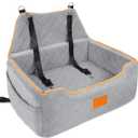 XIEEAOZEE Dog Car Seat for Large/Medium Dog, Booster Seat for Dogs Under 55Lbs or 2 Small Puppy, Detachable and Washable Travel Pet Bed with Thick Cushion and Storage Pockets (Gray)