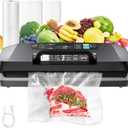 95kpa Vacuum Sealer Machine,Commercial Full Automatic Food Sealer,Powerful Sealing System with Double Heat Seal,Built-in Cutter&Bags Storage,1 Bag Rolls and 10 pcs Pre-cut Bags
