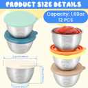 12pc Multicolor Salad Dressing Containers 1.69oz Small Salad Dressing Cups with Lids Stainless Steel Condiment Containers Reusable Sauce Containers for Kitchen Picnic Travel Meal Prep