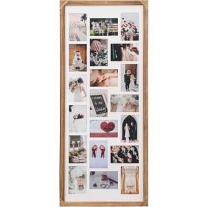 41x17 Inch Large Collage Picture Frame,Wood Multi Photo Frames,20 Openings for 4x6 Photos,Wall-Mounted Photo DisplayCarbonized Brown