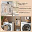 Tioncy 4 Pcs Kitchen Dish Towel Holder Gifts for Mother Boho Handmade Crochet Hanging Towels Loop Ring Knit Towel Hanger for Cabinet House Oven Stove Door, 4 Colors(Gray)