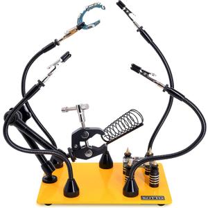 KOTTO Helping Hands Soldering, Third Hand Soldering Tools PCB Holder Four Arms Helping Hands Crafts Jewelry Hobby Workshop Helping Station Non-slip Steel Weighted Base