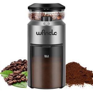 Wancle Coffee Grinder - Electric Burr Coffee Grinder - Adjustable Burr Mill with 28 Settings - 12 Cups - Professional Coffee Bean Grinder - Grey
