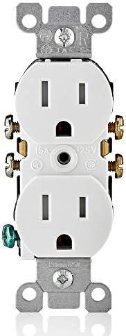 Leviton 15 Amp 125 Volt Tamper Resistant Duplex Receptacle, 10 Pack, T5320-WMP, White