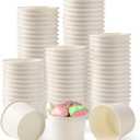 200 Count 4 oz Paper Ice Cream Cups Frozen Yogurt Cup Dessert Bowls Frozen Dessert Supplies(White)