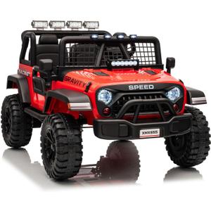 24V Ride on Car for Kids, 2 Seater Electric Truck with Parent Remote Control, Spring Suspension, 2 Speeds, LED Headlight & Music Player, Kids Electric Vehicle for Aged 3-8 Years, Red, 47.2 inches x 31.5 inches x 29 inches