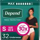 Depend Fresh Protection Adult Diapers, Incontinence & Postpartum Bladder Leak Underwear for Women, Disposable, Maximum, Small, Blush, 32 Count, Size S