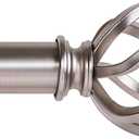 Satin Nickel Curtain Rods 18 to 144 Inches, 1 Inch Modern Drapery Rods, Adjustable Heavy Duty Curtain Rod, with Twisted Cage Finial for Home & Office (18"-144"Satin Nickel)