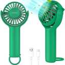 Ohjoin 2 IN 1 Portable Mini Handheld Fan with Keychain Stand, Personal Powerful Cooling Fan, Small Battery Operated Table Fan, Quiet Hand Fan, USB Rechargeable, Birthday Gifts for Women Mom (Green), Set of 3