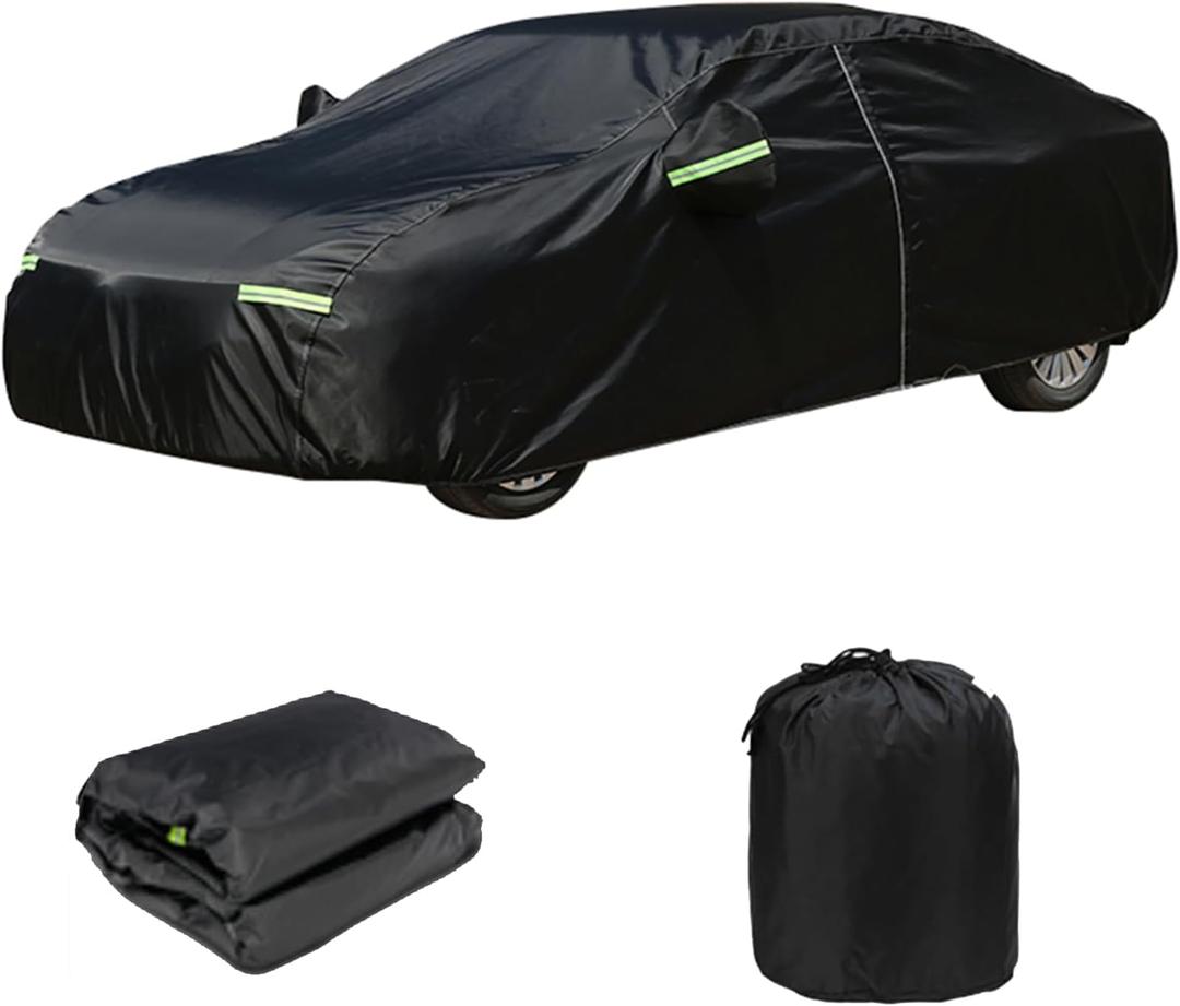 Car Cover for Sedan, Car Cover Waterproof All Weather for Automobiles, Outdoor Heavy Duty Full Car Covers Windproof Universal Fit for Sedan 180-185 inch