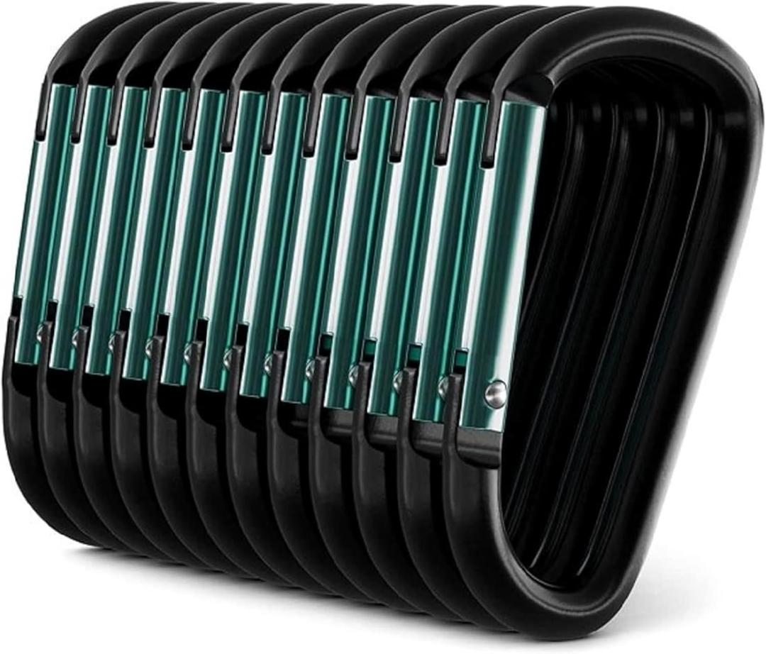 Carabiner - 3" Aluminum Carabiner D Shape Buckle Pack, Keychain Clip, Spring Snap Key Chain Clip Hook Buckle, 12pcs