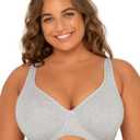 Fit For Me By Fruit of the Loom Women's Plus Size Cotton Unlined Underwire Bra-Pinch-Free Straps - Side and Back Smoothing (44DDD, Heather Grey)