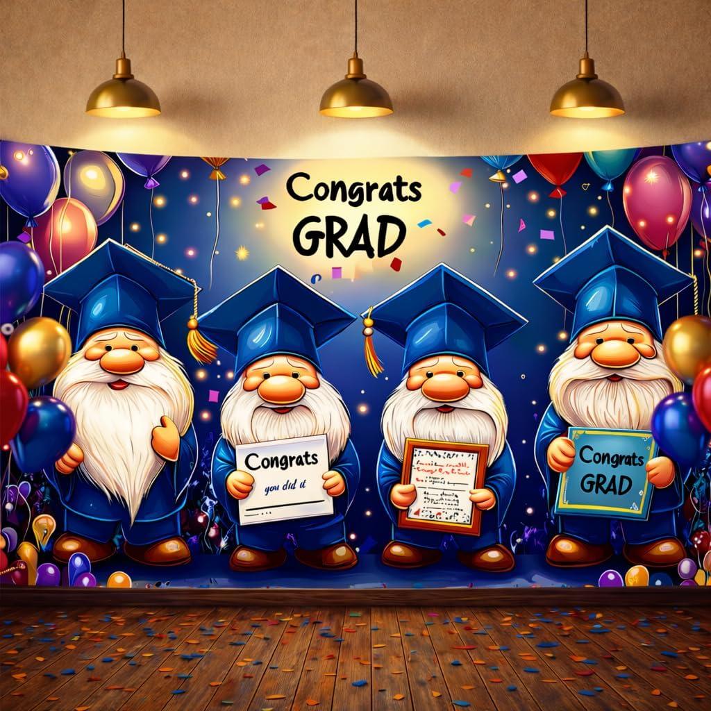 2 x Congrats Class of 2026 Banner Graduation Decorations - Dwarf Theme Large Graduation Backdrop Banner - 2026 Graduation Party Supplies Photography Background, Colorful