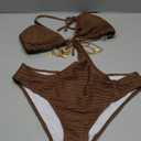 OYOANGLE Women's Chain Linked Cut Out Halter One Piece Swimsuit Tummy Control Bathing Suit, Medium