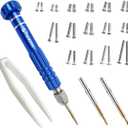 PTSLKHN Eye Glass Repairing Kit, S2 Steel Screwdriver with 15 Types of Screws, Precision Eyeglass Repair Tool Set (Blue 2in1-screws)