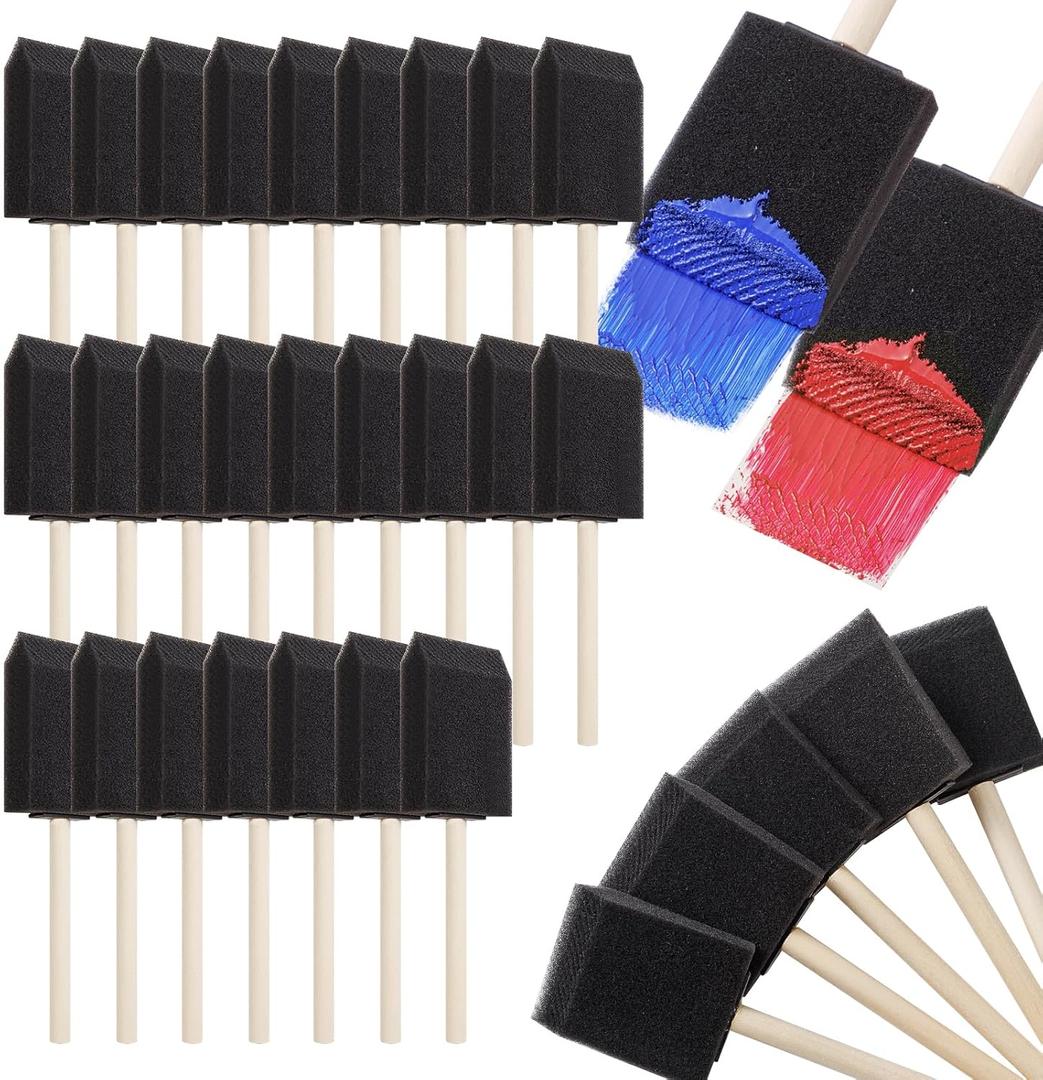 120 Pcs Foam Paint Brushes, 2 Inch Foam Brush for Painting, Bulk Sponge Brushes with Wood Handles, Art Paintbrushes Set for Staining, Varnishing, Finishing, Touchup and DIY Craft Projects