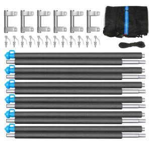 Zoomster Trampoline Replacement Enclosure Poles with Clamp and Hardware Fits 6 Straight Poles Trampoline (No Tool Needed. Can be Assembled by only one Adult) (15FT Pole with Net)