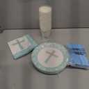 Juvale 144 Baptism Decorations Party Supplies - Blue, Includes Disposable Paper Plates, Napkins, Cups, & Cutlery, For Easter Party, Baptisms, First Communion, Christening & More, Serves 24