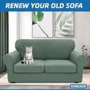 XINEAGE New 3 Pieces Couch Covers for 2 Cushion Sofa Super Stretch Loveseat Slipcover Pet Dog Universal Slip Cover Anti Slip Love Seat Furniture Protector (Pea Green, 55"-69")