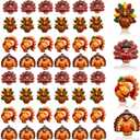 LOPURO Thanksgiving Turkeys Charms 50Pcs Thanksgiving Mini Resin Turkeys Figurine Flatback Charms Turkey Craft Kit Embellishment Hairpin Accessories for Fall Decor DIY Jewelry Making