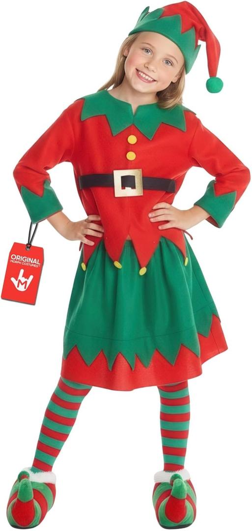 Morph Elf Costume for Kids, Elf Outfit for Kids, Christmas Outfits for Girls, Christmas Costumes Girls (Small)