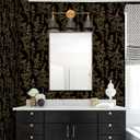 2 x Peel and Stick Wallpaper Black and Gold Wallpaper Dark Floral Contact Paper for Cabinets Bedroom Bathroom Vintage Wall Paper Removable Self Adhesive Shelf Liner Room Decor Vinyl 78"x17.3"