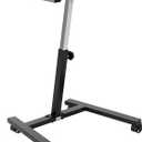 Seville Classics Solid-Top Height Adjustable Mobile Laptop Computer Desk Cart Ergonomic Home Office Stand Rolling Table, Tempered Glass (24"), Black