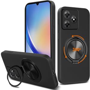 Compatible for Black-View Wave 8/Wave 8C/Oscal Flat 2/Oscal Flat 2C Phone Case, 360 Rotatable Ring Holder Kickstand/Stand Silicone TPU Silm Fit Shockproof Protective Cover Case - Black