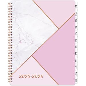 Planner 2025-2026 - Jul. 2025 - Jun. 2026, Academic Planner 2025-2026, 8" x 10", 25-26 Planners Weekly and Monthly with Tabs, Twin-Wire Binding - Pink Marble