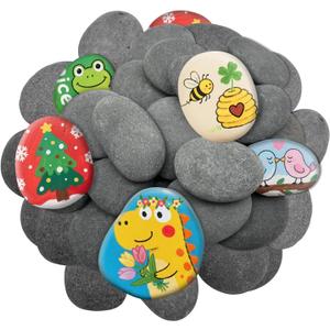 RITOLLO 26PCS River Rocks for Painting 2-3 Inch Flat Smooth Rocks to Paint Alphabet Natural Stones Bulk for Kids, Arts & Crafting Easter Gift Spring Project