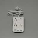 Surge Protector Power Strip, Outlet Extender Stick with USB C Ports, 4 Outlet 3 USB, 4 FT Extension Cord Flat Wall Plug, Home Office Dorm Room Essentials, White