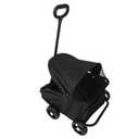 SUNGOOYUE Foldable Pet Stroller, 3 Step Folding Design Lightweight Easy Assembly with Canopy for Small Dogs Cats Outdoor Use (Black)