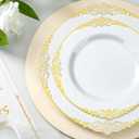 Bestluck 700PCS Gold Plastic Plates for 100 Guests, Disposable Dinnerware Sets Include 200 Gold Rim Plastic Plates, 100 Silverwares, 100 Cups, and 100 Pre Rolled Napkins for Party, Wedding, Graduation