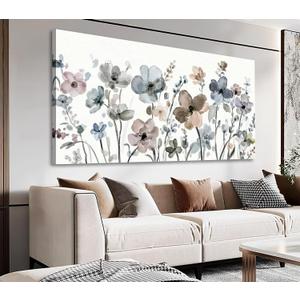 NINEASO Flowers Canvas Wall Art - Cream White Flowers Pictures Abstract Beige Floral Wall Decor Botanical Painting Print Artwork for Living Room Bedroom Home Office Decorations 20" x 40" (40L" x 20W", Abstract Botanical Floral)