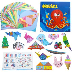 Origami Kit for All Ages 3D origami set with Guiding Book,152 Paper with 72 Patterns Double-Sided Colored Thick Origami Paper Suitable for Festival Gifts, Beginners & DIY Crafts