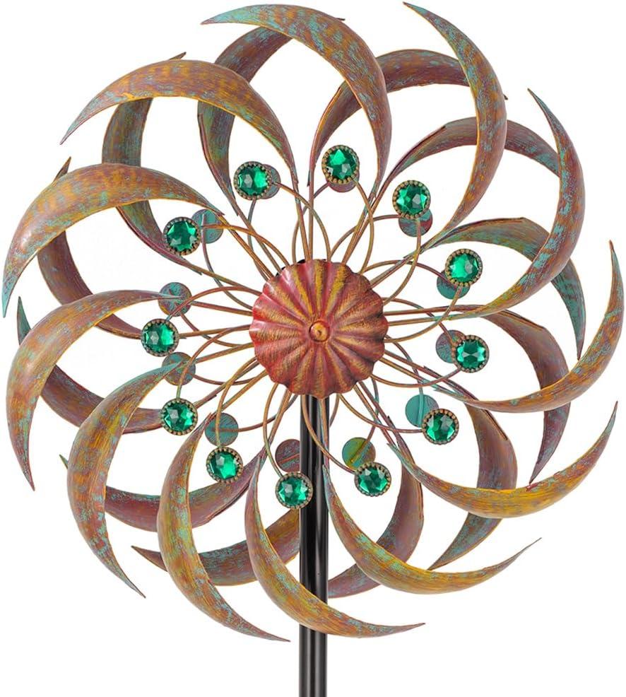 VEWOGARDEN Garden Metal Wind Spinners Outdoor Kinetic Wind Sculptures & Spinners for Yard Lawn Patio Decorations, Patina (13 Inches(Patina))