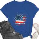 Patriotic Shirt for Women 4th of July Tshirt Red White and Blue Tee Heart Flag Tops (Blue, M)