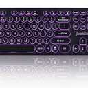 Perixx PERIBOARD-317R Wired Backlit USB Keyboard - Big Print Letter - Tri-Color Illuminated LED - Stylish Round Keycaps - US English